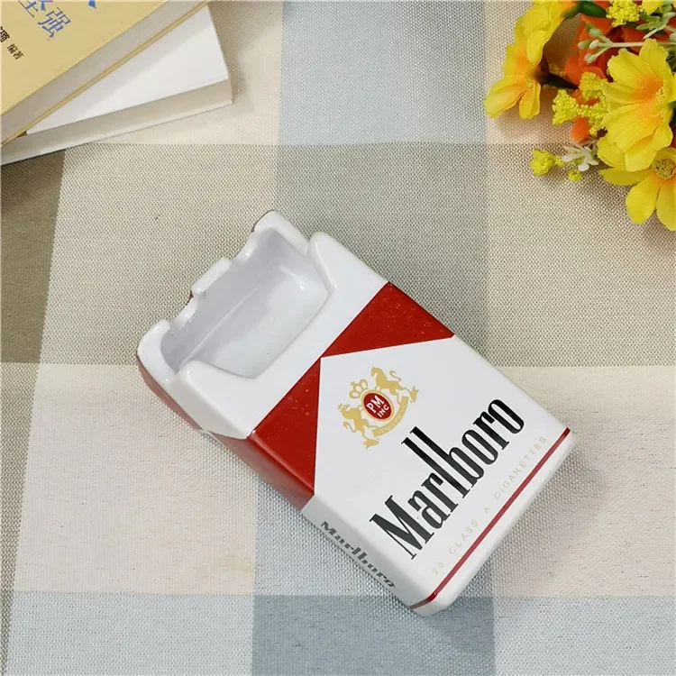 New Style European Cartoon Marlboro Cigarette Box Creative Ceramic Ashtray Household Trend Retro Personality Small Smoke Tray