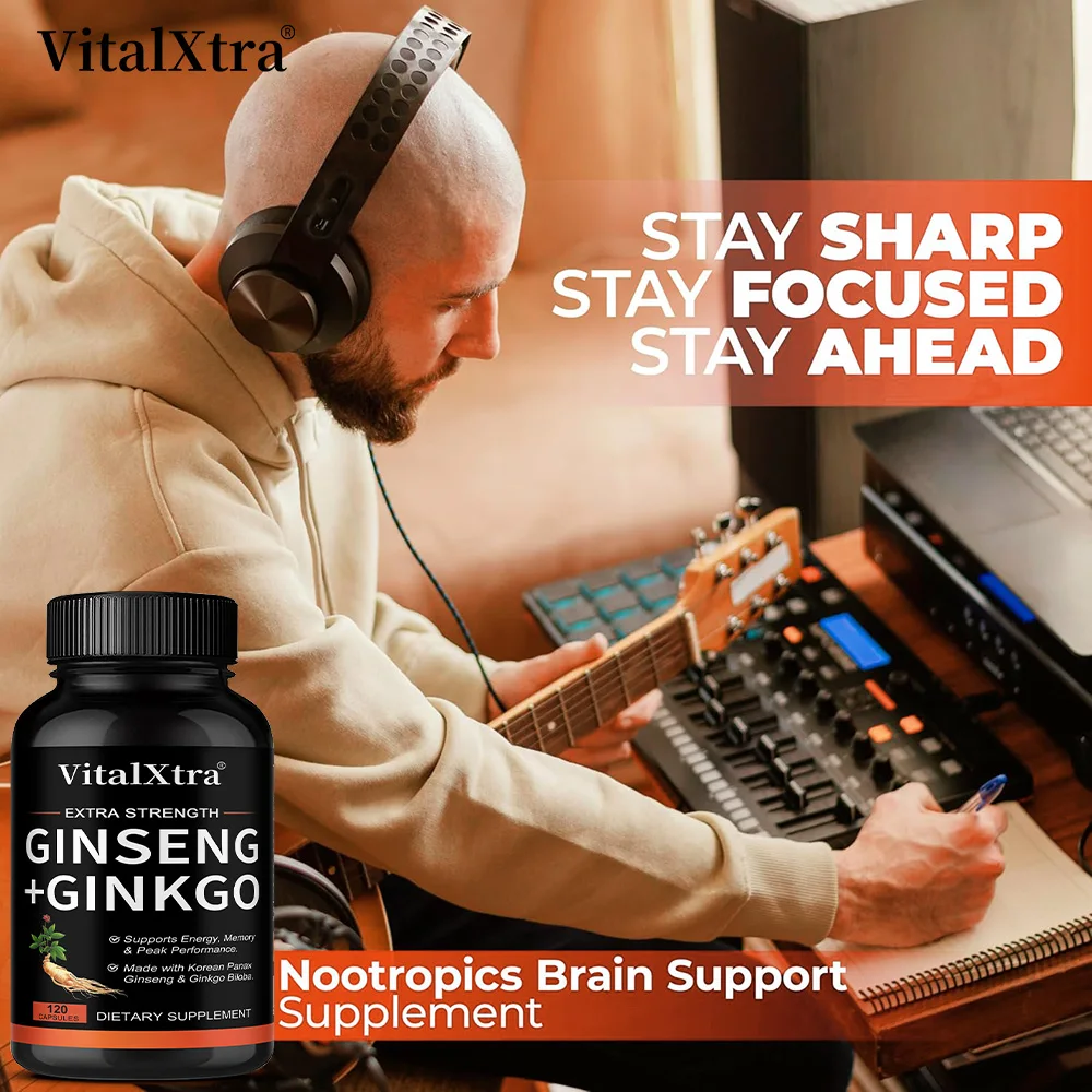 كبسولات الجينسنغ + الجنكة للطاقة والتركيز والأداء والحيوية ودعم المناعة وتعزيز صحة الدماغ وتنظيم الجهاز العصبي #2