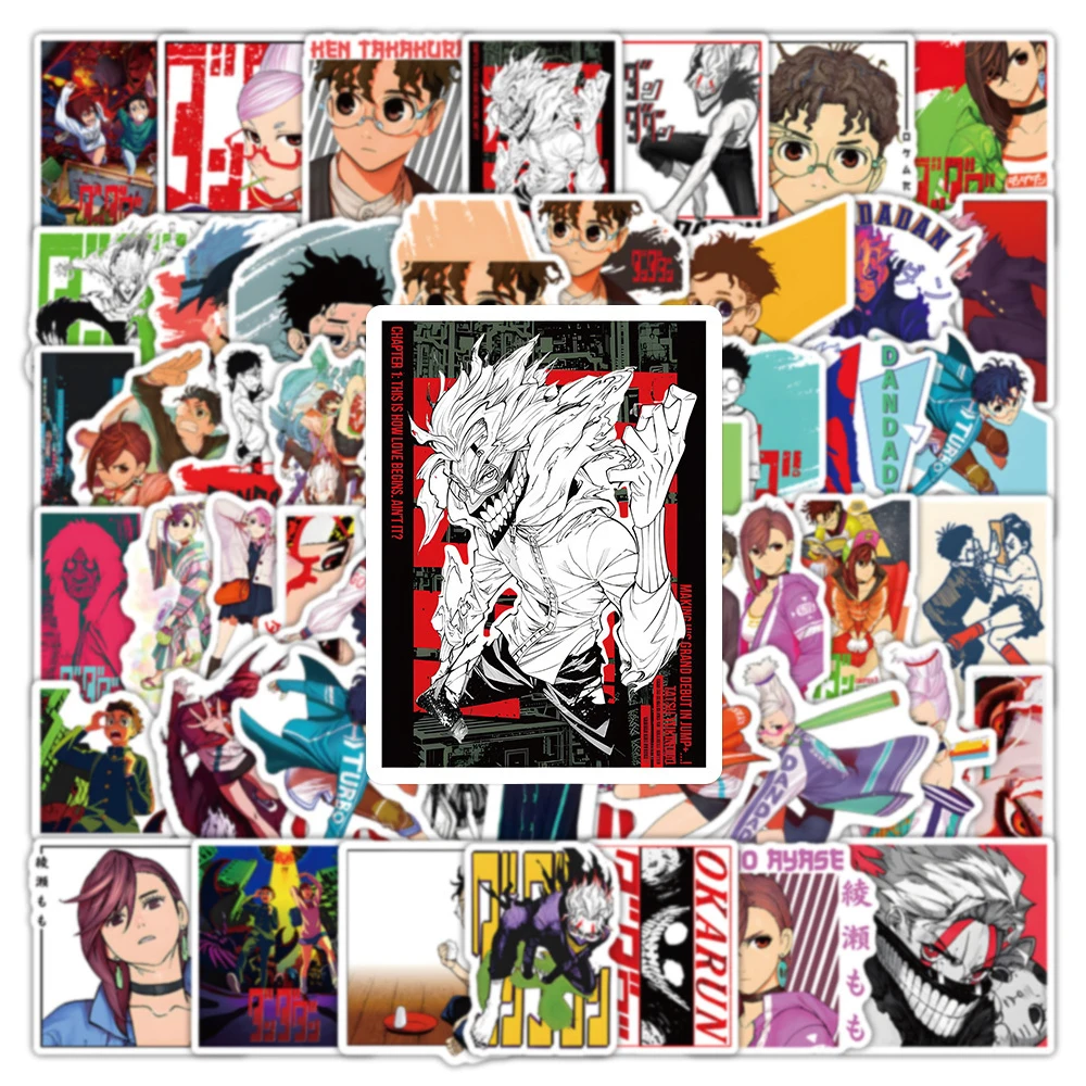 100pcs Anime Dandadan Graffiti Stickers Black White Cartoon Decal DIY Skateboard Guitar Luggage Laptop Cool Momo Ayase Sticker
