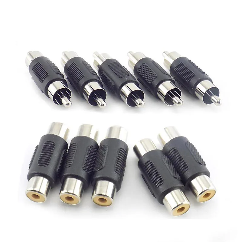 Rca Dual Male to male Coupler Joiner Adapter Female to Female AV Plug CCTV Connector Video Audio Extender Cord Cable F1