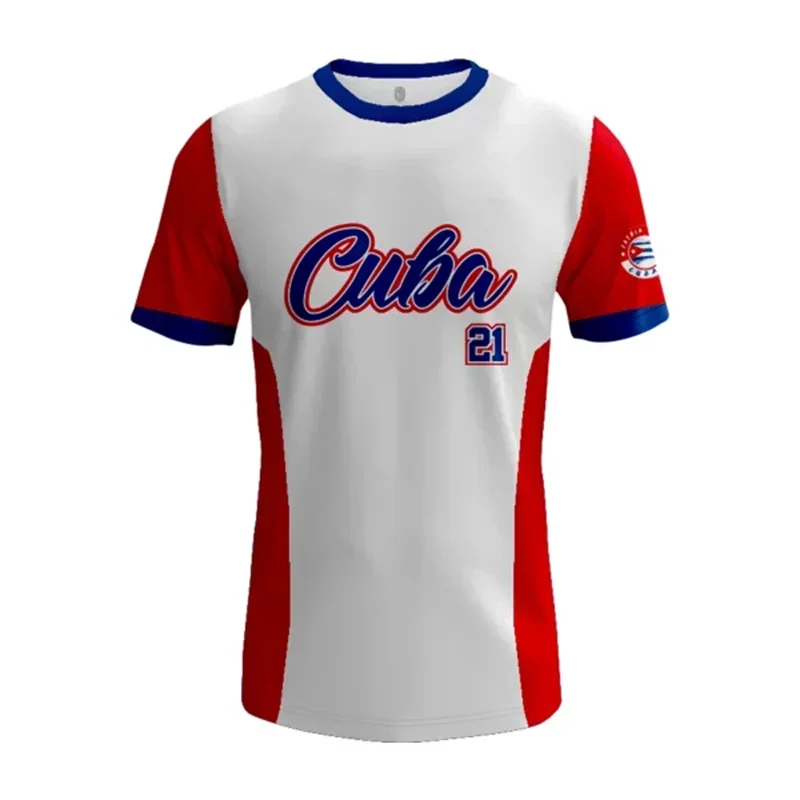 

Cuba Flag Football T-shirt for Men Camo Stripes Sport Fashion Short Sleeve T Shirts Novelty Loose Breathable Tees Beachwear Surf