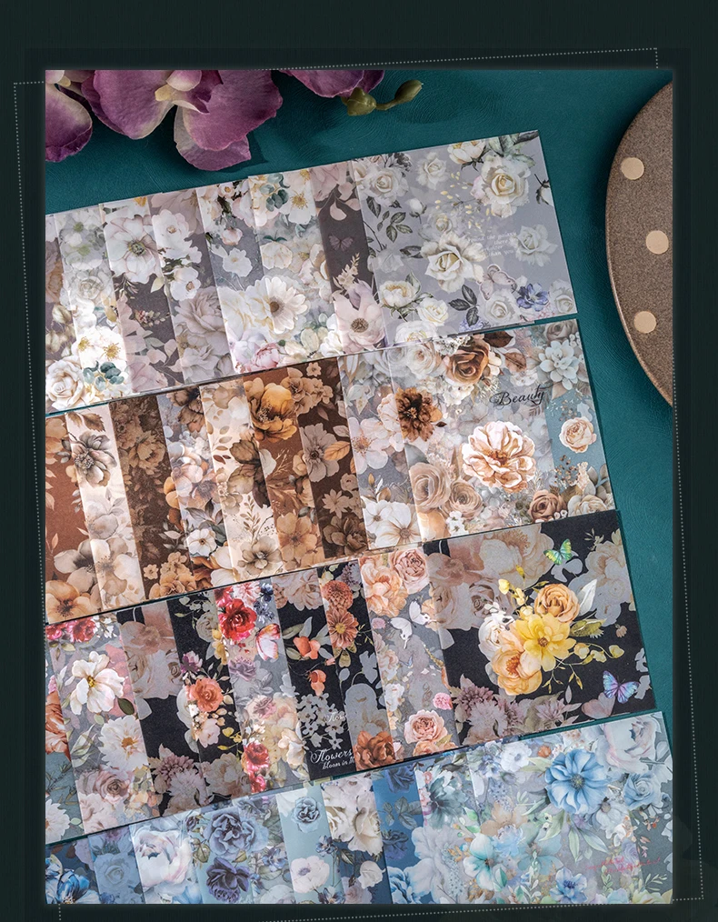 Journal GO 10 Stück große Aufkleber mit Blumenblüten für Scrapbooking, Hintergrunddekoration, Journal, Karten, Album, DIY-Materialien – Detail 3