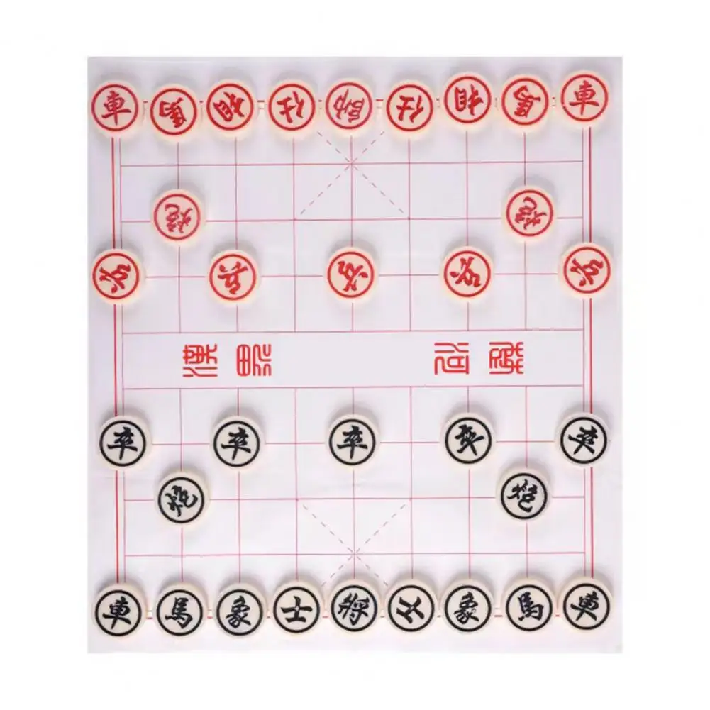 Chess Board Game Traditional Chinese Xiangqi Chess Set with Wooden Pieces Plastic Board Strategy Game for Teens Adults Travel