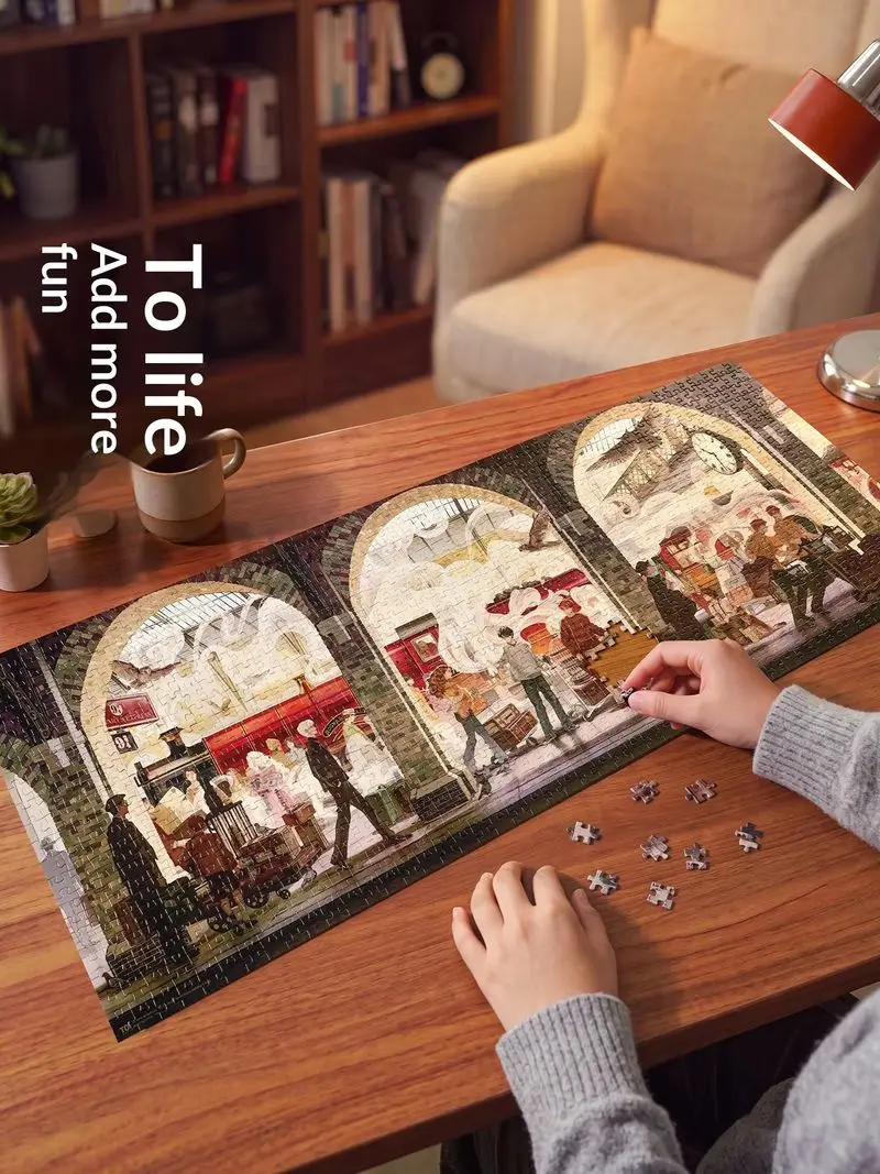 Rompecabezas de Harry Potter, Plataforma 9 3/4, 1000 piezas, para adultos, para ensamblar, decoración del hogar, juego coleccionable, con licencia oficial.