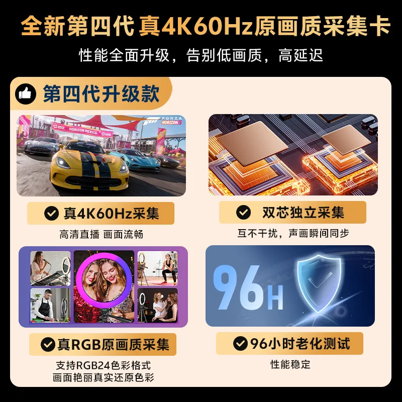 Cross-border new 4K60Hz loop-out 240Hz HDR live broadcast capture education conference recording video capture card
