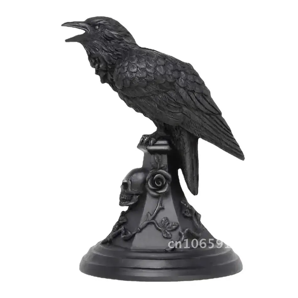 

Retro Gothic Crow Candle Holder Halloween Resin Sculpture Resin Sculpture Decoration Halloween Fun Gift Candlestick Home Statue