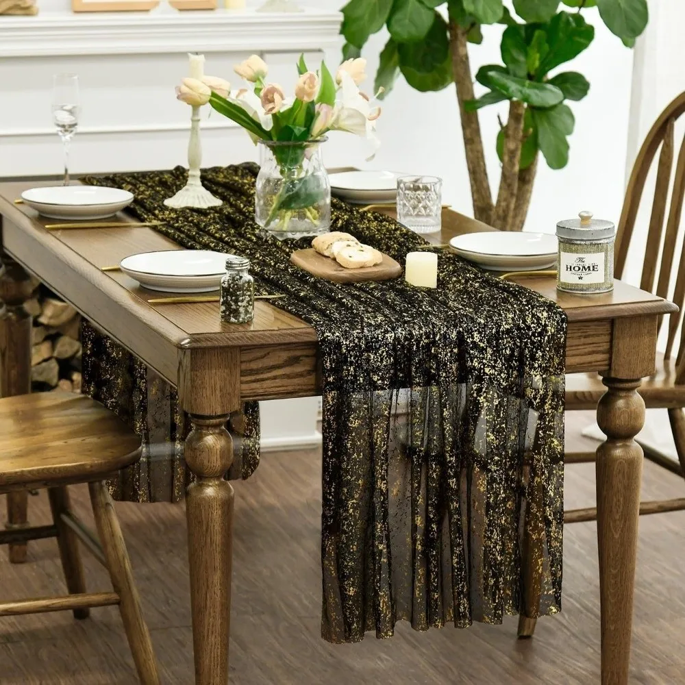 Decorative Metallic Foil Table Runner Sheer Soft Sequin Glitter Table Runner Metallic Sheer Table Runner Wedding Decor
