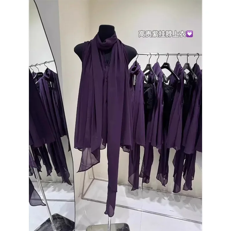 

2025 Summer New Chiffon Top Sleeveless Shirt