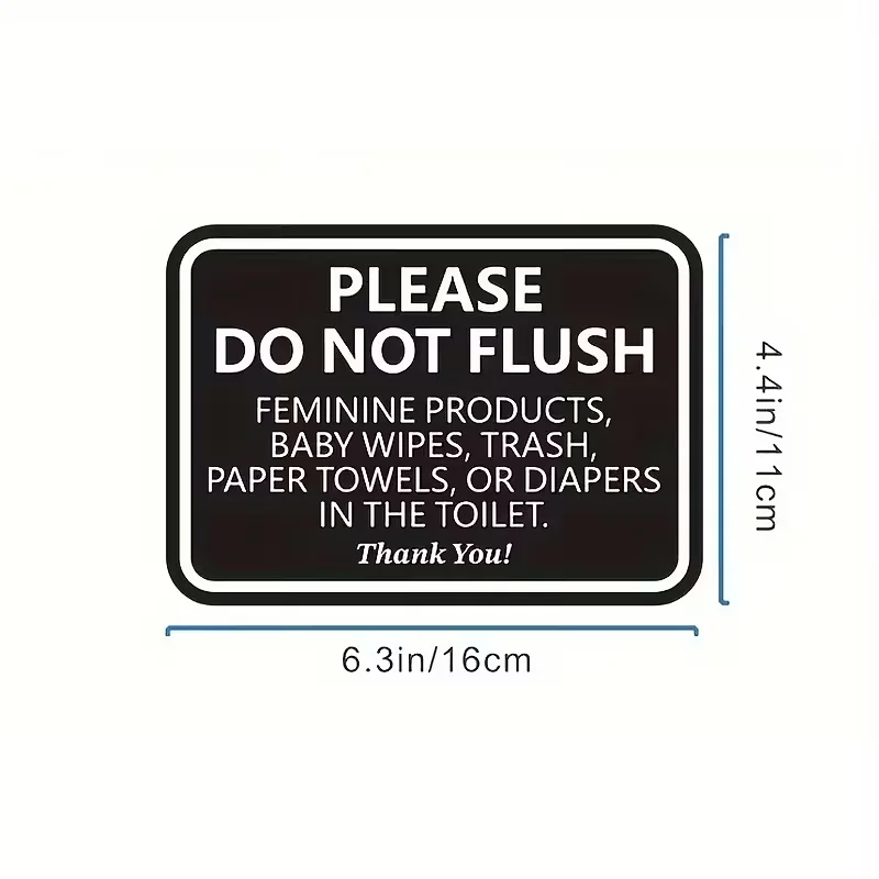 Bathroom Toilet Reminder Sign - Please Do Not Flush Paper, Premium Acrylic with Strong Self Adhesive Back, Durable Waterproof