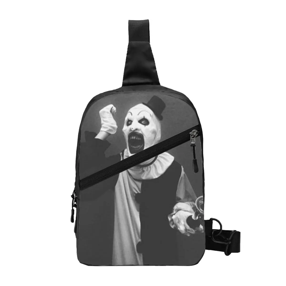 Sacs à bandoulière Terrifier pour hommes, sac à dos à bandoulière, sac à dos de poitrine de clown d'horreur, sac à dos de voyage et de randonnée, film d'Halloween, mode initiée