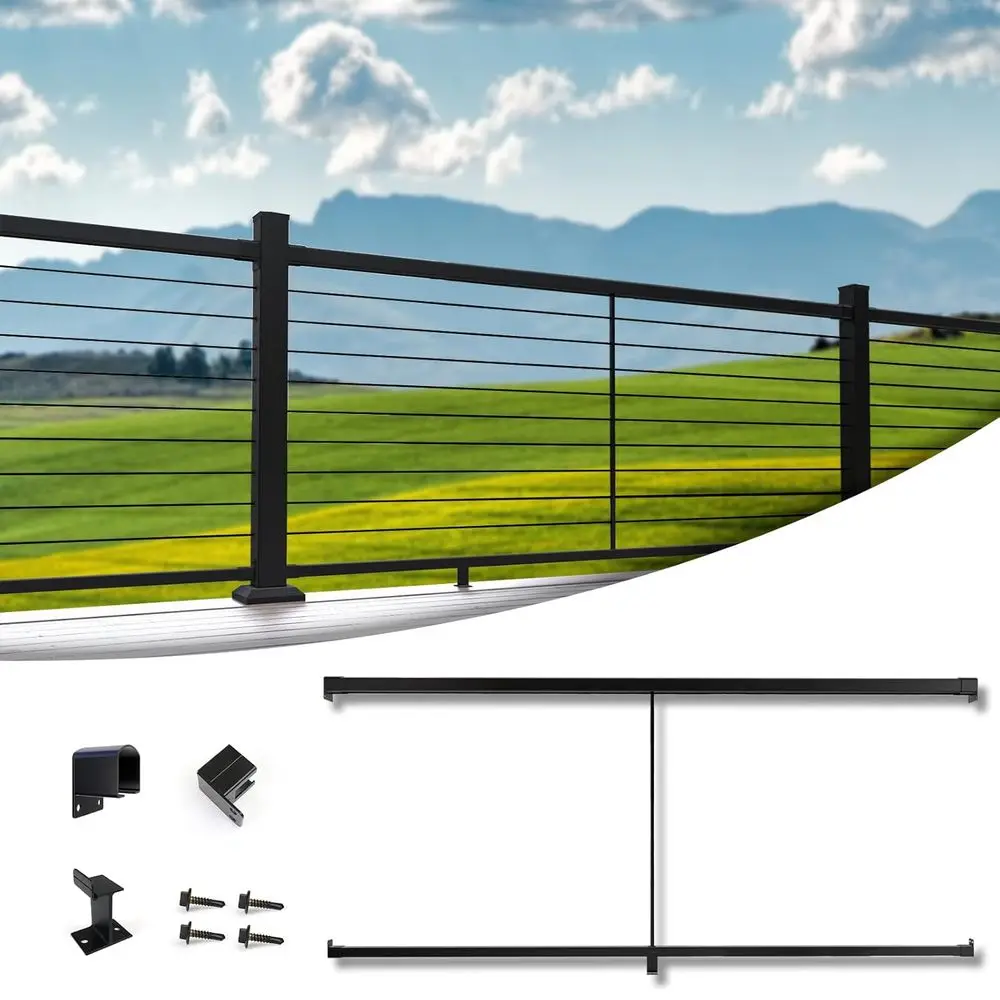 

Handrail Kit Black Cable Railing System for Wood/Metal Posts, Premium Deck Railing Deck Stairs, HK42 BNP