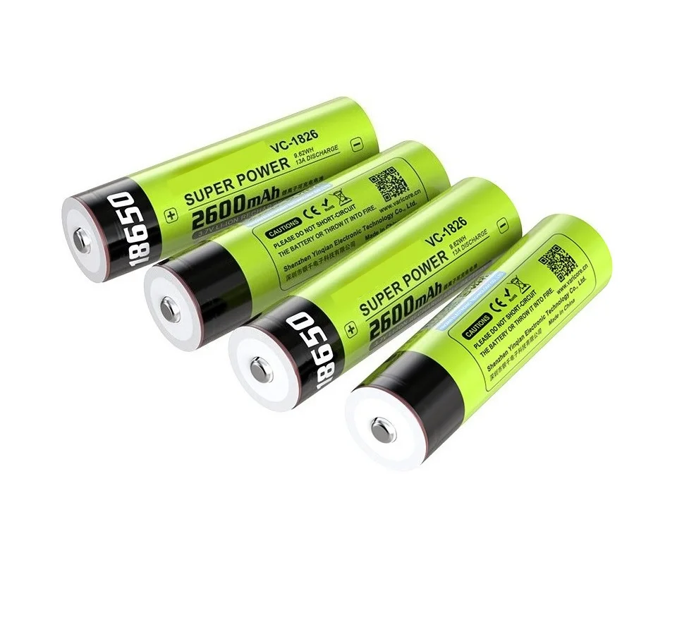 18650 3,7 V 2600mAh batería de alta potencia de drenaje 13A descarga continua para linterna/bicicleta eléctrica/Drone/herramientas protección contra cortocircuitos