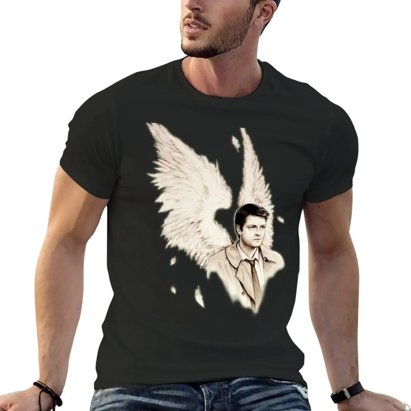 

Castiel T-Shirt boys whites customs design your own Men's cotton t-shirt