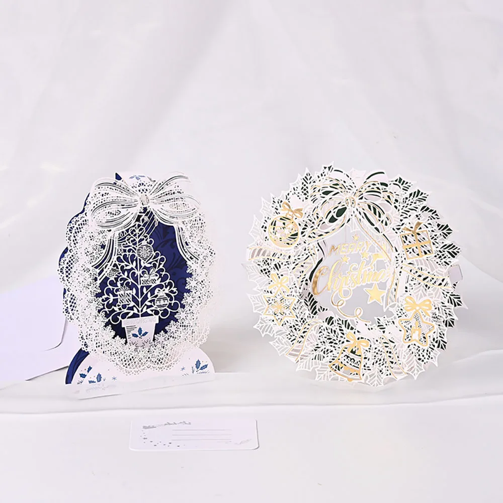 Christmas 3D greeting card folding decoration blessing gratitude card message greeting card 3D desktop decoration