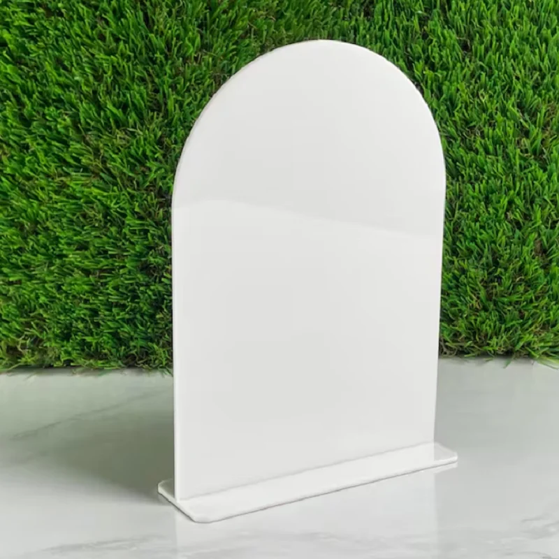 White Blank Acrylic Bar Menu Sign with stand, Standing Wedding Menu Sign, Arched Round Top Table Menu