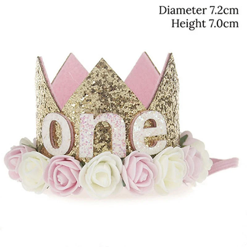 1 pz 1 2 3 tappi di compleanno corona di fiori 1 ° compleanno cappello neonato compleanno fascia 1 anno decorazioni per feste di compleanno