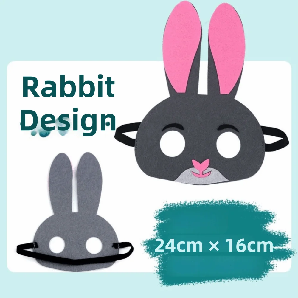 4 pezzi per bambini, maschera per animali in feltro, per bambini, materiale in feltro, mezza maschera per orecchie di animali, design dei cartoni animati