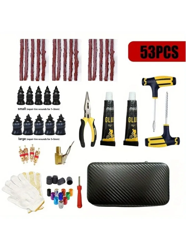 Ultieme bandenreparatieset - Nood lekbevestiging met bandenstrips en pluggereedschappen voor auto's, motorfietsen, vrachtwagens en fietsen - afbeelding 2
