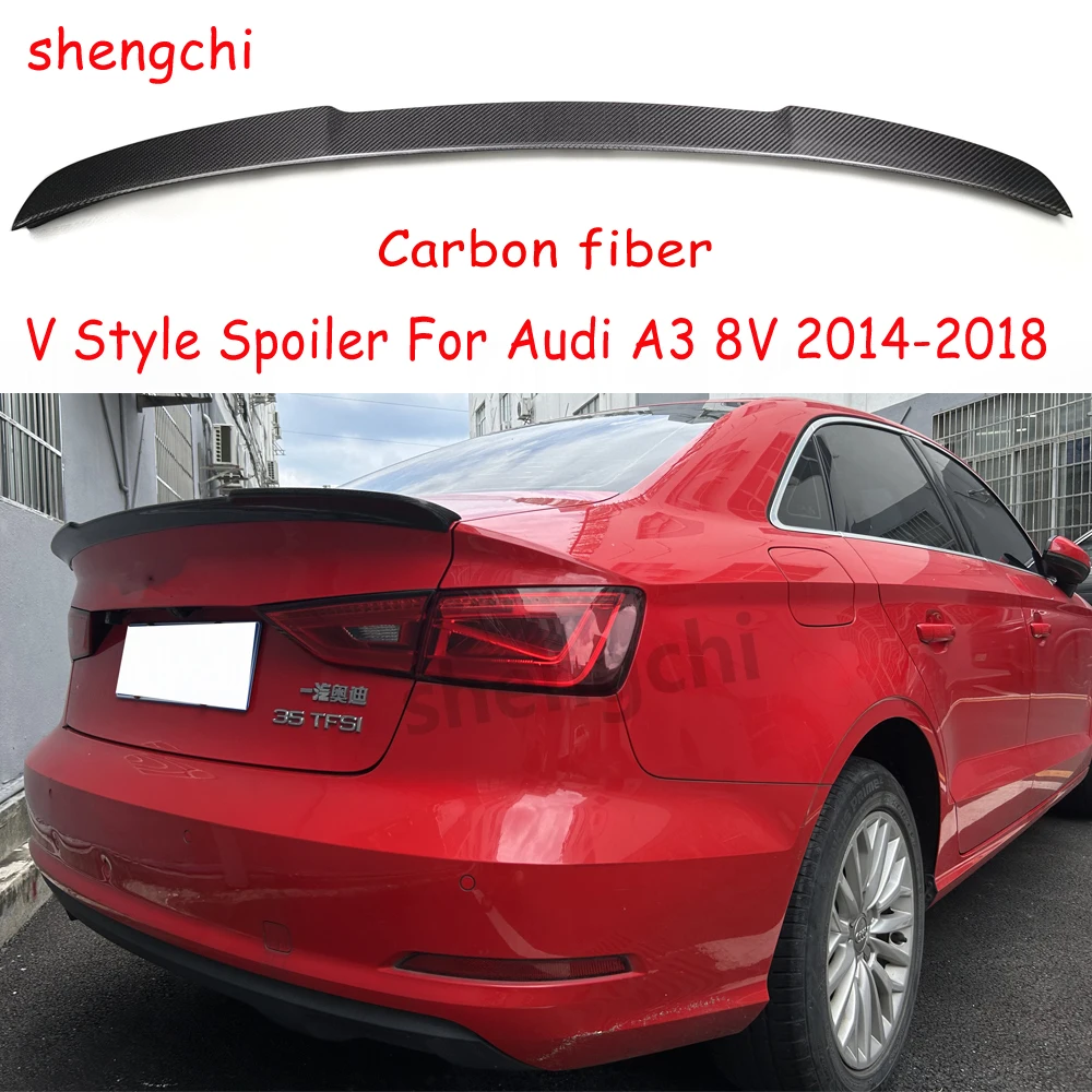 A3 V Style Carbon Fiber Rear Trunk Spoiler Wings For Audi A3 RS3 8V Sedan Spoiler duck tail 2014-2018