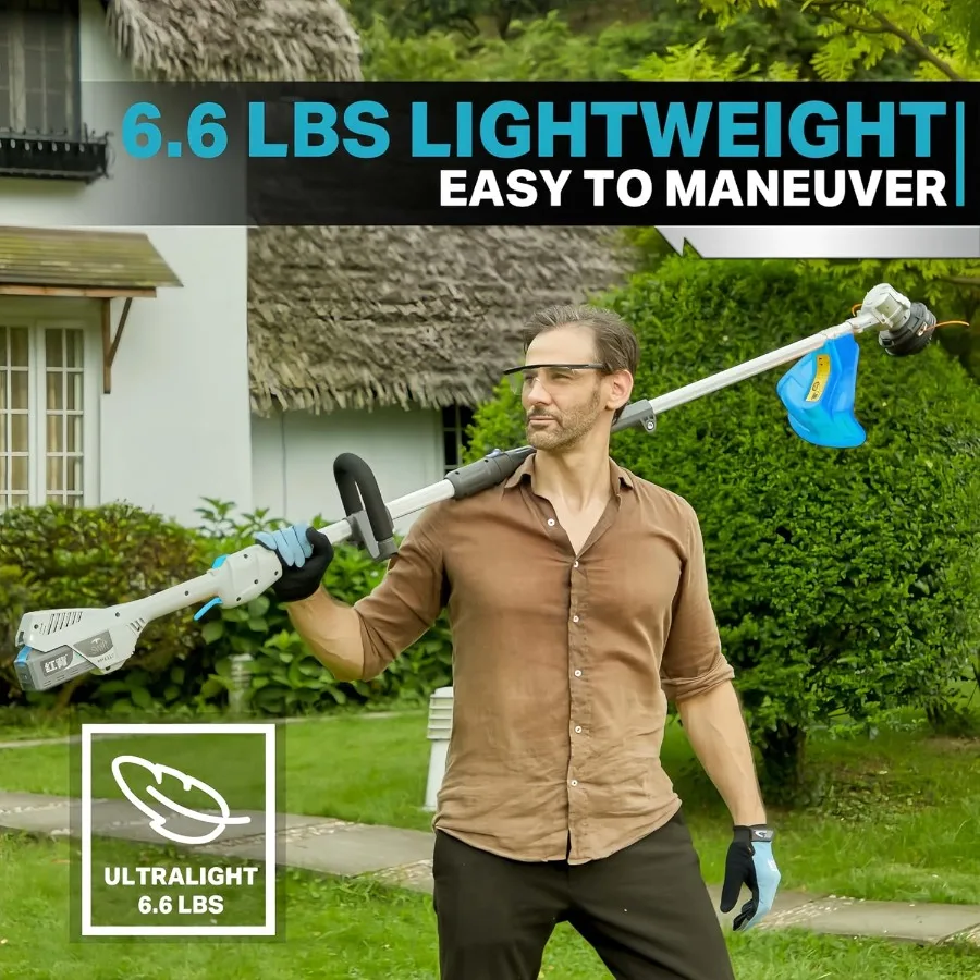 17 ماكينة تشذيب سلسلة لاسلكية مع بطارية ليثيوم 40 فولت وشاحن سريع لبطارية عالية السعة 4.0 أمبير في الساعة تتضمن خط 0.095 لـ Efficie