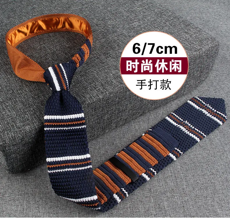 Neue Strick krawatten lässig dünne Krawatte für Party Jungen Mädchen gestrickt gestreifte Krawatte Hochzeit Krawatte für Bräutigam Hals tragen für Männer – Detail 2