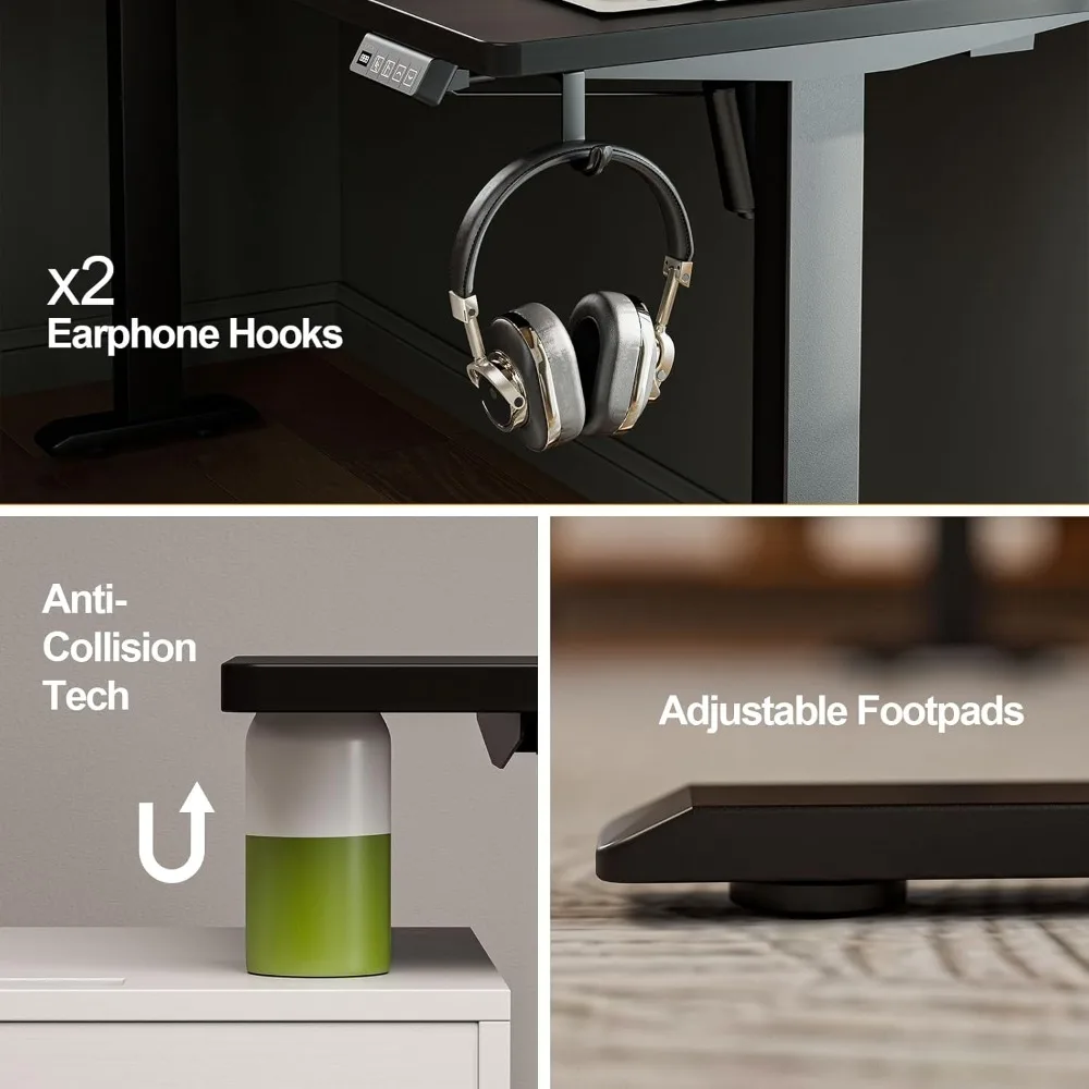 Electric Height Adjustable L-Shaped Desk, 63x55 Corner Stand-Up Desk for Home Office