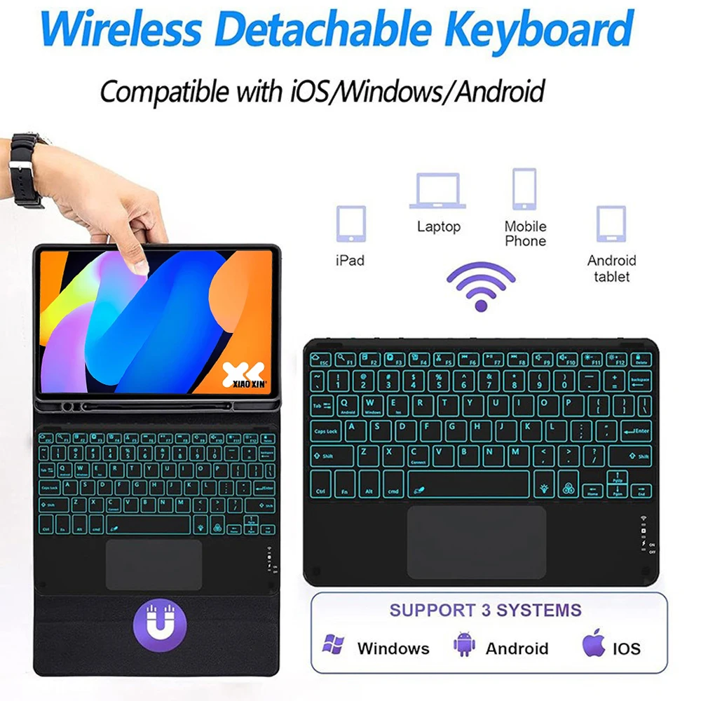 حافظة لجهاز Lenovo Tab M11 مقاس 11 بوصة، غطاء لوحة مفاتيح بلوتوث لهاتف Xiaoxin Pad 11 في 2024/2025، لهاتف Lenovo Idea Tab 11 غطاء حامل ذكي