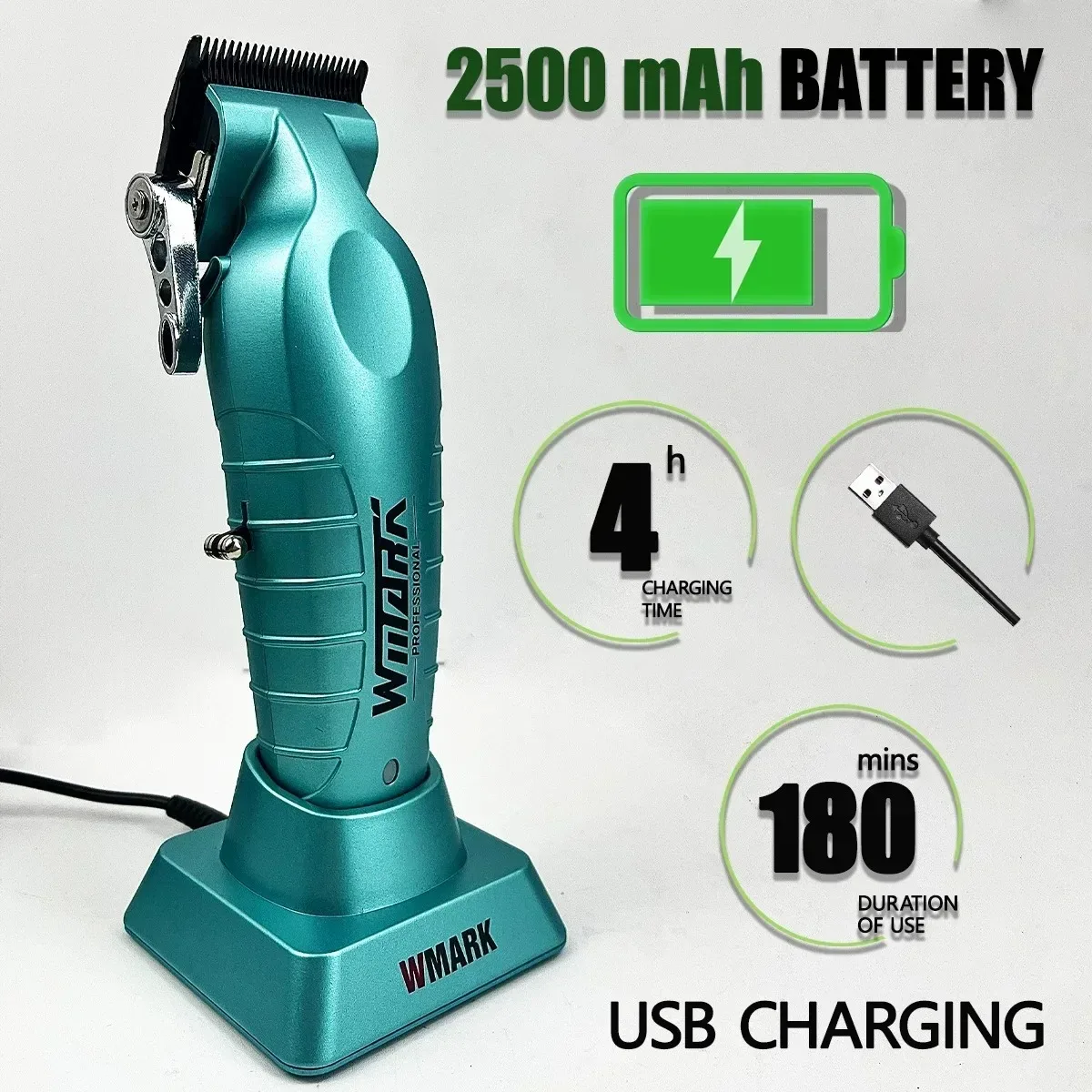 WMARK NG-133-317 Professional High Speed Hair Clipper 2pc Barber Set DLC Blade Haircut Machine Salon Electric Trimmer for Man