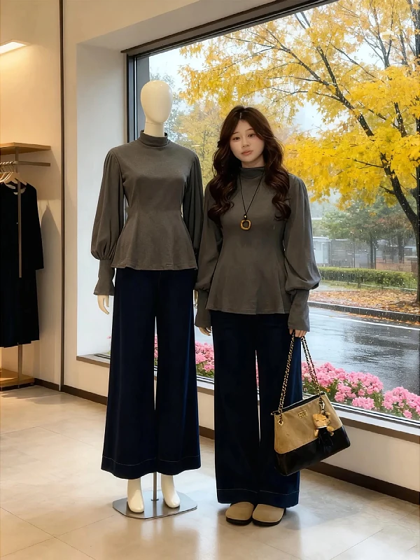 

Chic plus Size Long Sve T-irt Women's Autumn Winter Slimming Waist Design Base Layer irt Inner Wear Korean Sle Top