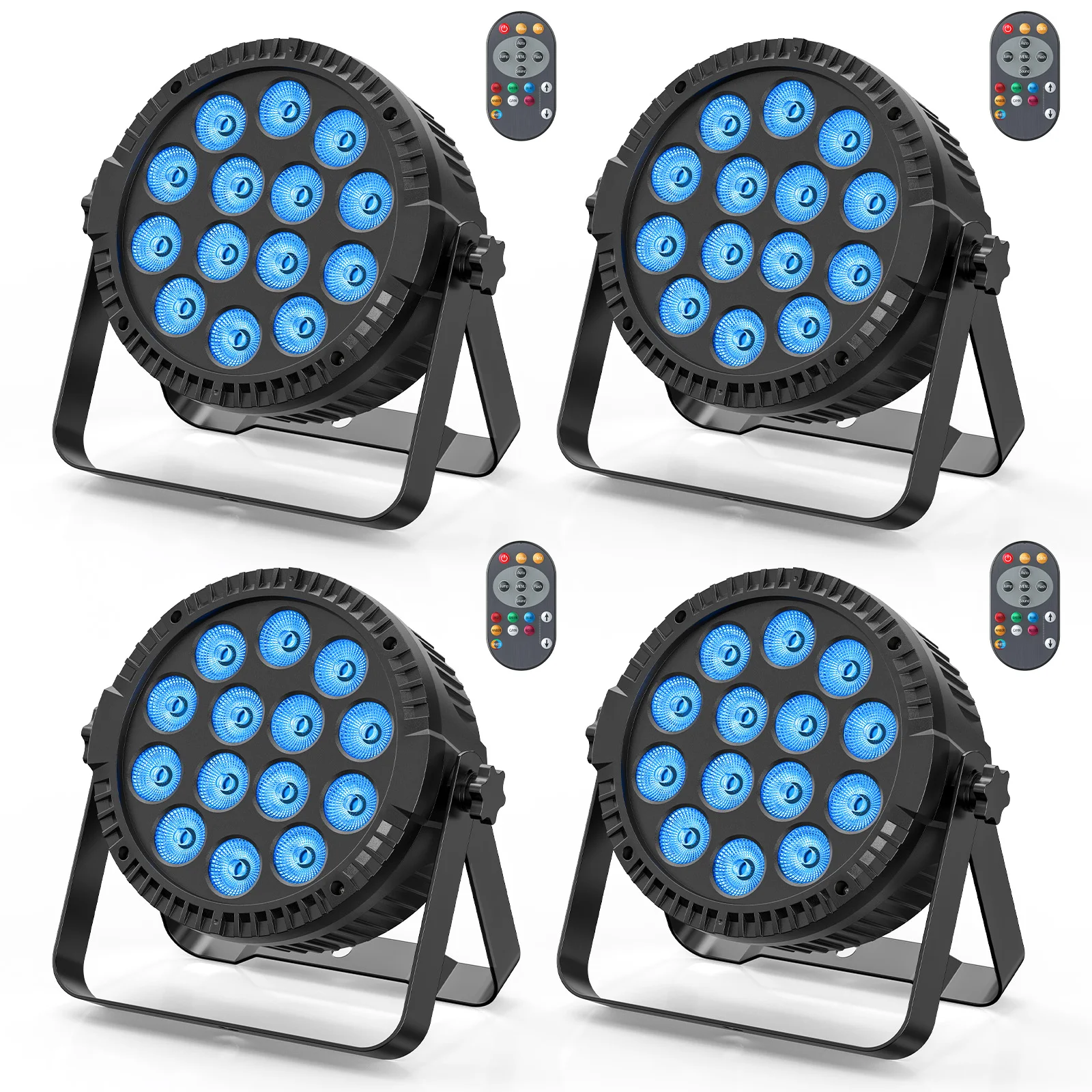 

GEFENSI 4PCS 80W Par Light 4in1 RGBW 14 LED Stage Effect Light DMX512 Remote Control Flat Light For KTV DJ Disco Bar Stage Ligh