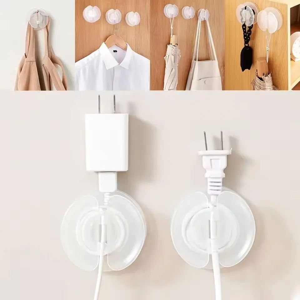 Wear-resistant Cord Organizer Self Adhesive Hook Round Storage Case Transparent Wire Management Wire Fixing Clip