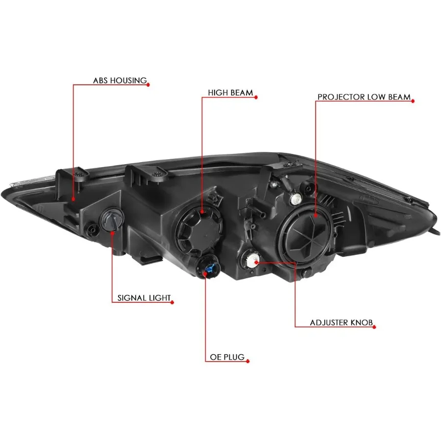 Conjunto de faros compatibles con 2017 2018 Elantra Proyector del lado del conductor y del pasajero Reemplazo de faros Carcasa negra A