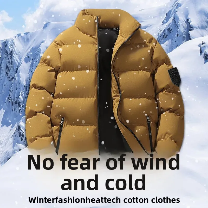 Jaket Katun Musim Dingin Tebal Pakaian Luar Kasual Pria Mantel Hangat untuk Remaja Pakaian Kasual Serbaguna untuk Pasangan Jaket Berlapis Katun