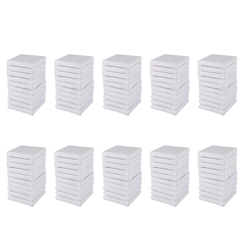 100Pcs White Blank Art Boards Mini Stretched Artist Canvas Art Board Acrylic Oil Paint Wood+Cotton For Artwork Painting