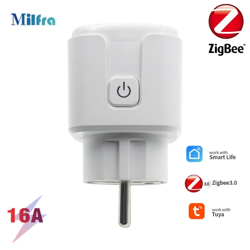 

16A Smart Zigbee3.0 Tuya Розетка Alexa Voice WiFi Временная батарея Статистика Европейский стандарт Умная розетка с голосовым управлением