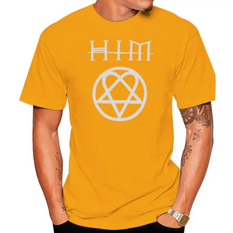 HIM H.I.M White Heartagram Mens Black T Shirt Razorblade Romance Michael Jackson Harajuku