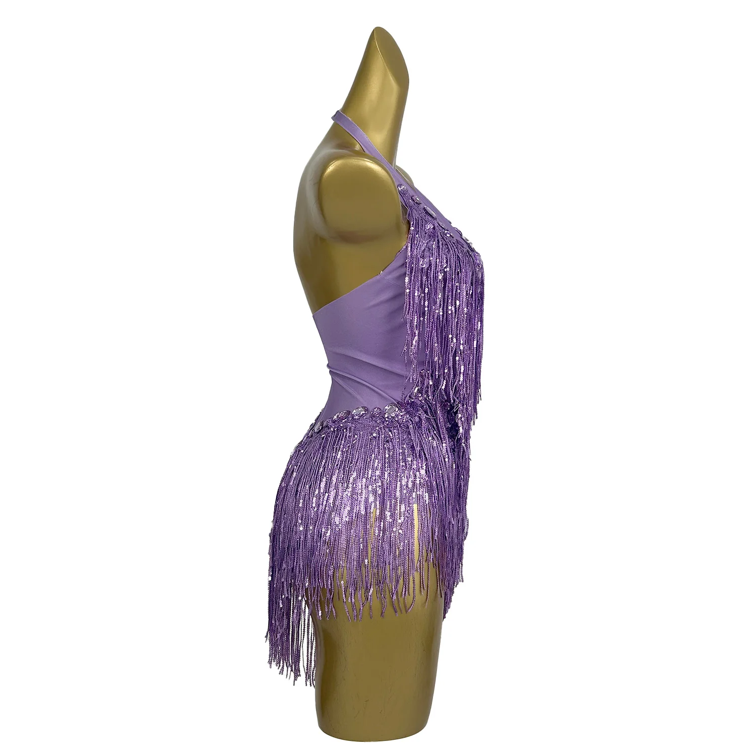 Shuye Purple Fringed Latin Dance Talent Performance Suit Female Group Backing Dance Leotard Nightclub Performance Jumpsuit