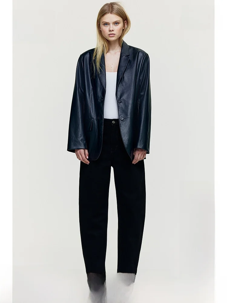 

High Waist Loose Lantern Leg Tube Shaped Jeans Women's Summer H&M Denim Pants 1229032 Long Cotton 100% Premium Ladies Jeans