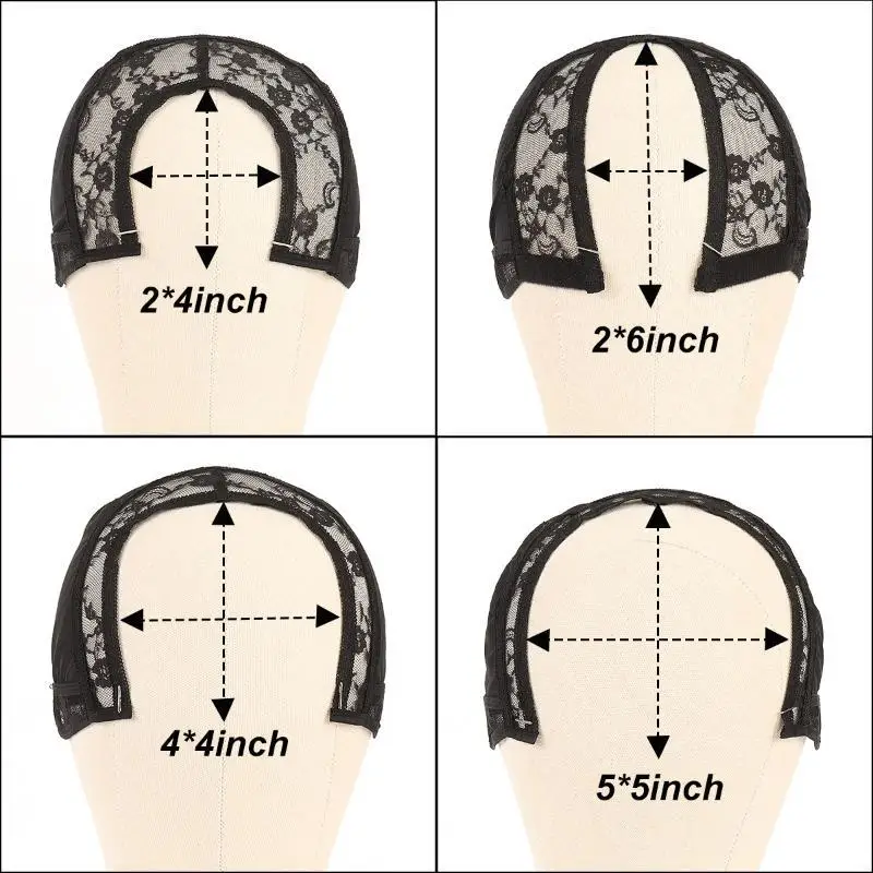 Black 2*4 2*6 4*4 5*5 13*4inch Wig Making Cap Invisible Lace Edge Adjustable Lace Wig Cap With Drawstring With Silicone Wig Caps