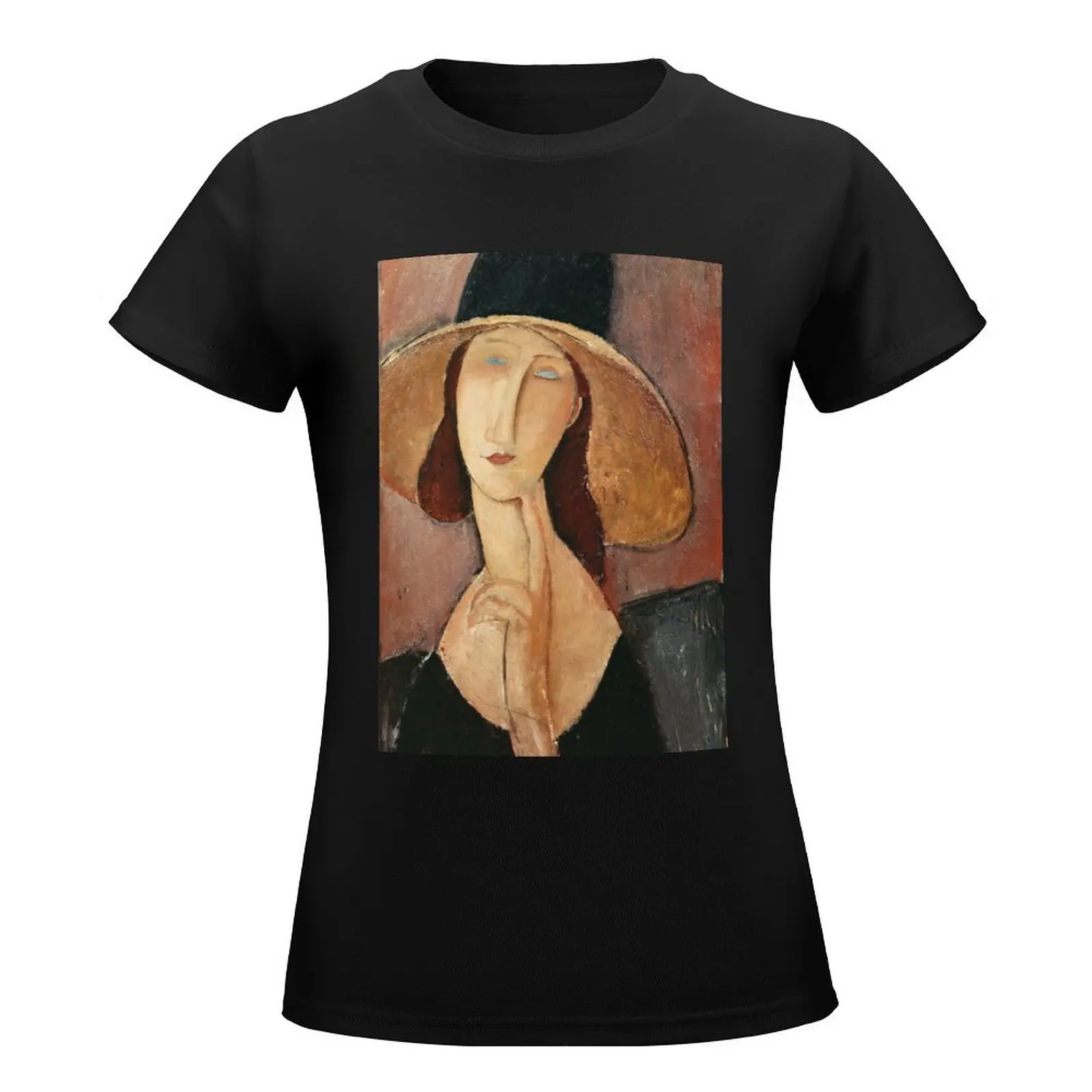 Amedeo Modigliani - Portrait Of Jeanne Hebuterne In A Large Hat T-Shirt shirts graphic tees cute tops t shirt Women