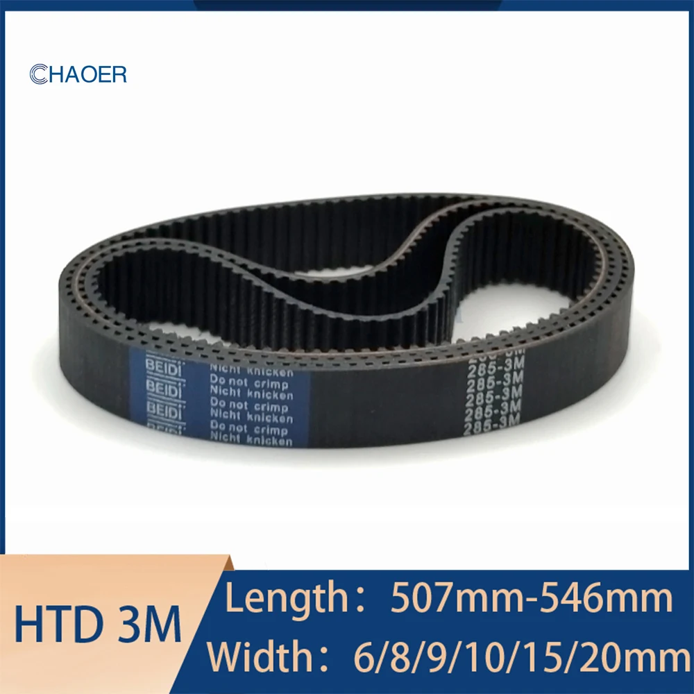HTD 3M Rubber Timing Belt Length 507 510 513 516 519 522 525 528 531 534 537 540 543 546mm Width 6/8/9/10/15/20mm 3M Drive Belt