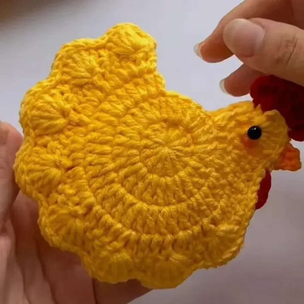 Handmade Cute Yarn Chicken Coop Earphone Case Small Chicken Bag Gag Gift Creative Finished Product Fabric Earplug Pouch