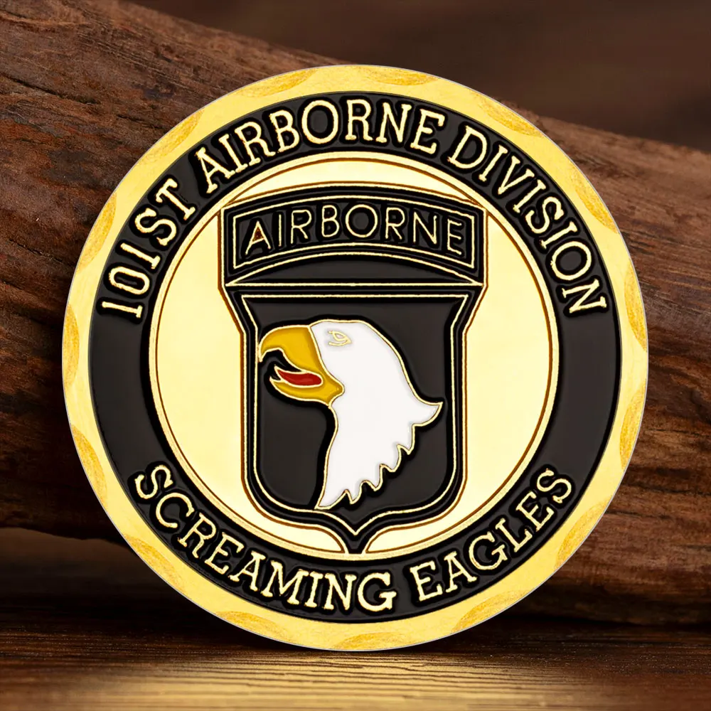US Army 101st Airborne Division Golden Plated Souvenir Coin Screaming Eagle Challenge Coins Home Decoration