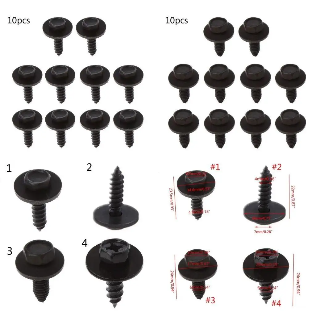 

31BC 10PCS Universal Screws Tapping Tapper Screw for Various Car Vehicle
