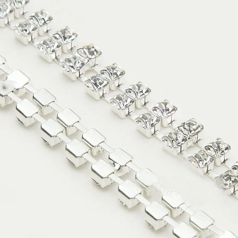 Accessories Women\'s Charming Silver Color Crystal Rhinestone Adjustable Belt Bra Straps Double Row Bra Straps Shoulder Straps