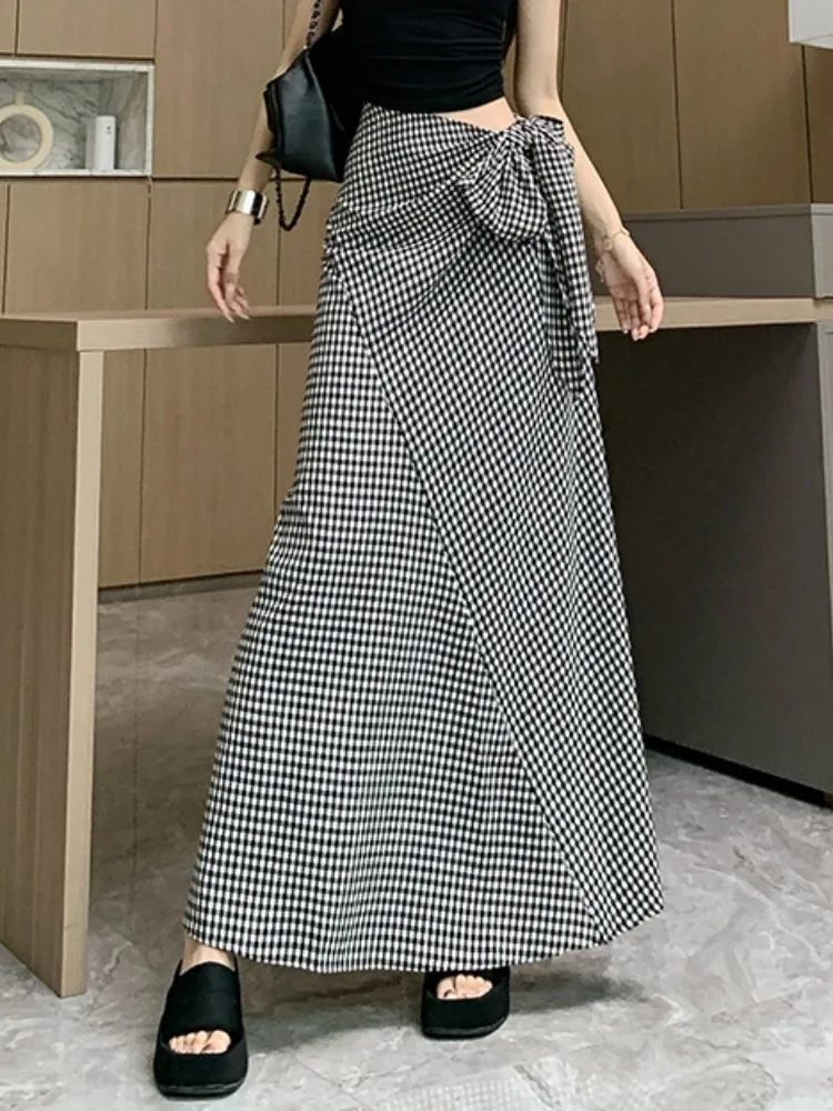 Skirts for Women French Plaid  Casual Skirts 2024 Summer NEW Versatile Temperament High Waist Was Thin A-Line Skirts