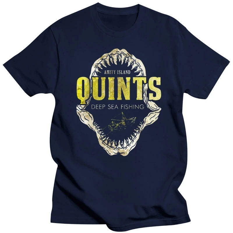 Quints Fishing Jaws Movie T Shirt Amity Island Poster Retro Distressed Print DVD  Cool Casual pride t shirt men Unisex New