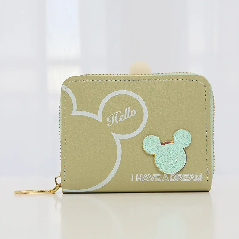 Disney Mickey mouse Small wallet lady short zipper tassel key coin purse student small mini wallet Minnie card holder Clutch