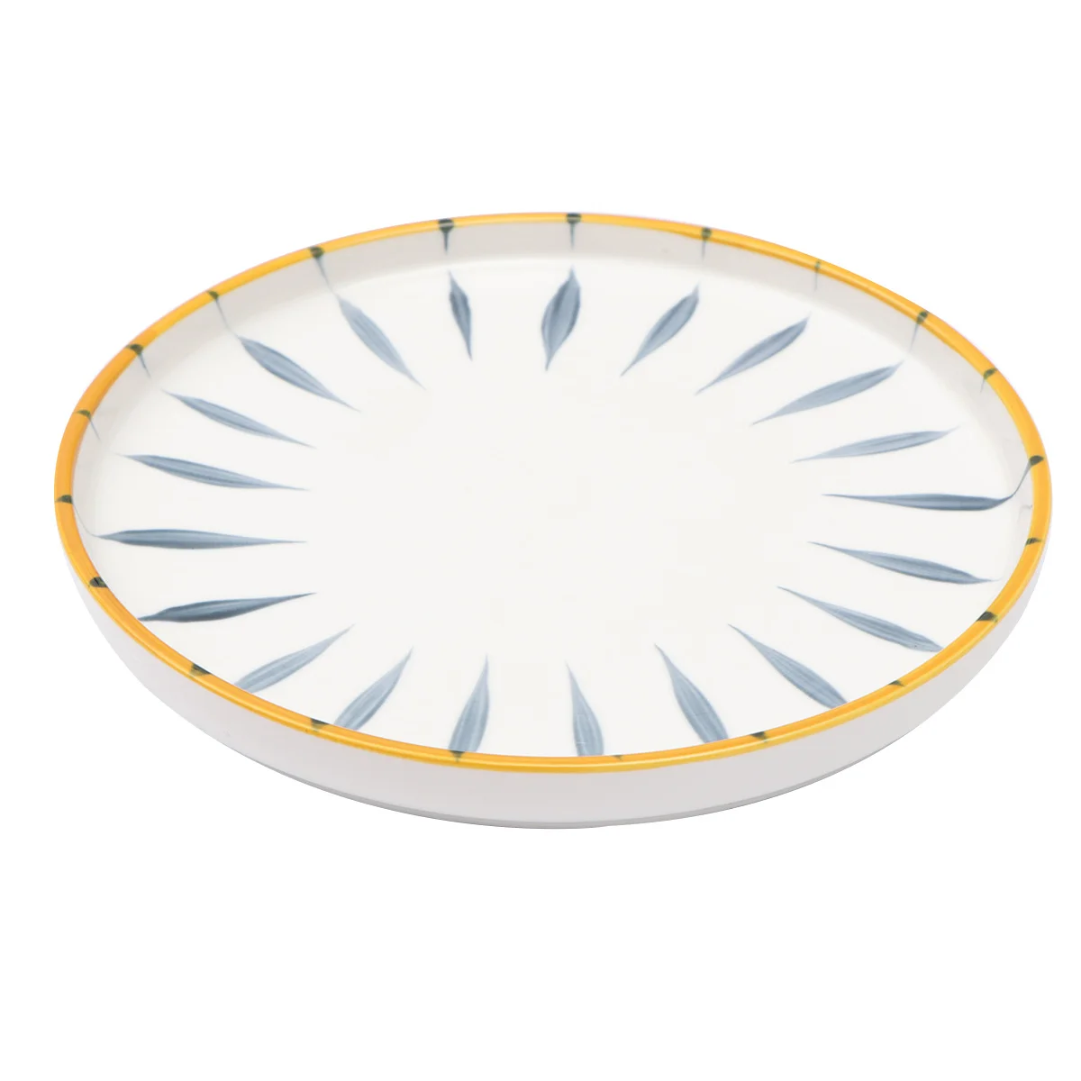 

1pc Household Retro Ceramic Steak Plate Hand-painted Plates Tableware Seasoning Plate Kitchen Utensil for Home (White + Blue)