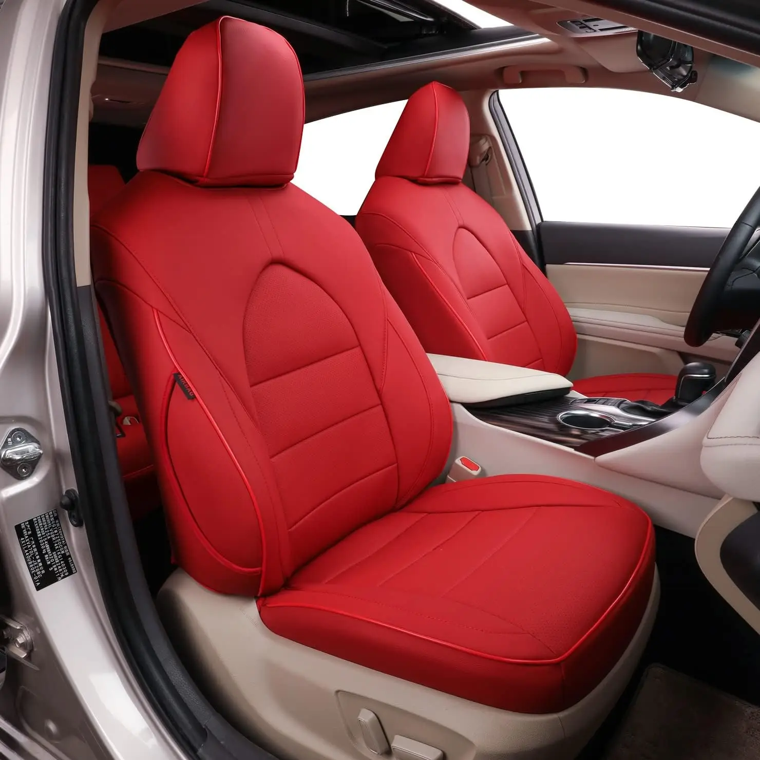 

Custom Fit Camry Car Seat Covers for Select Toyota Camry SE,LE 2025 - Full Set, Leather (Red)